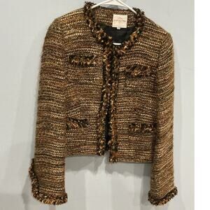 Maxime Womens Tweed Blazer Size 40 L Old Money Clueless Classic Career Corporate